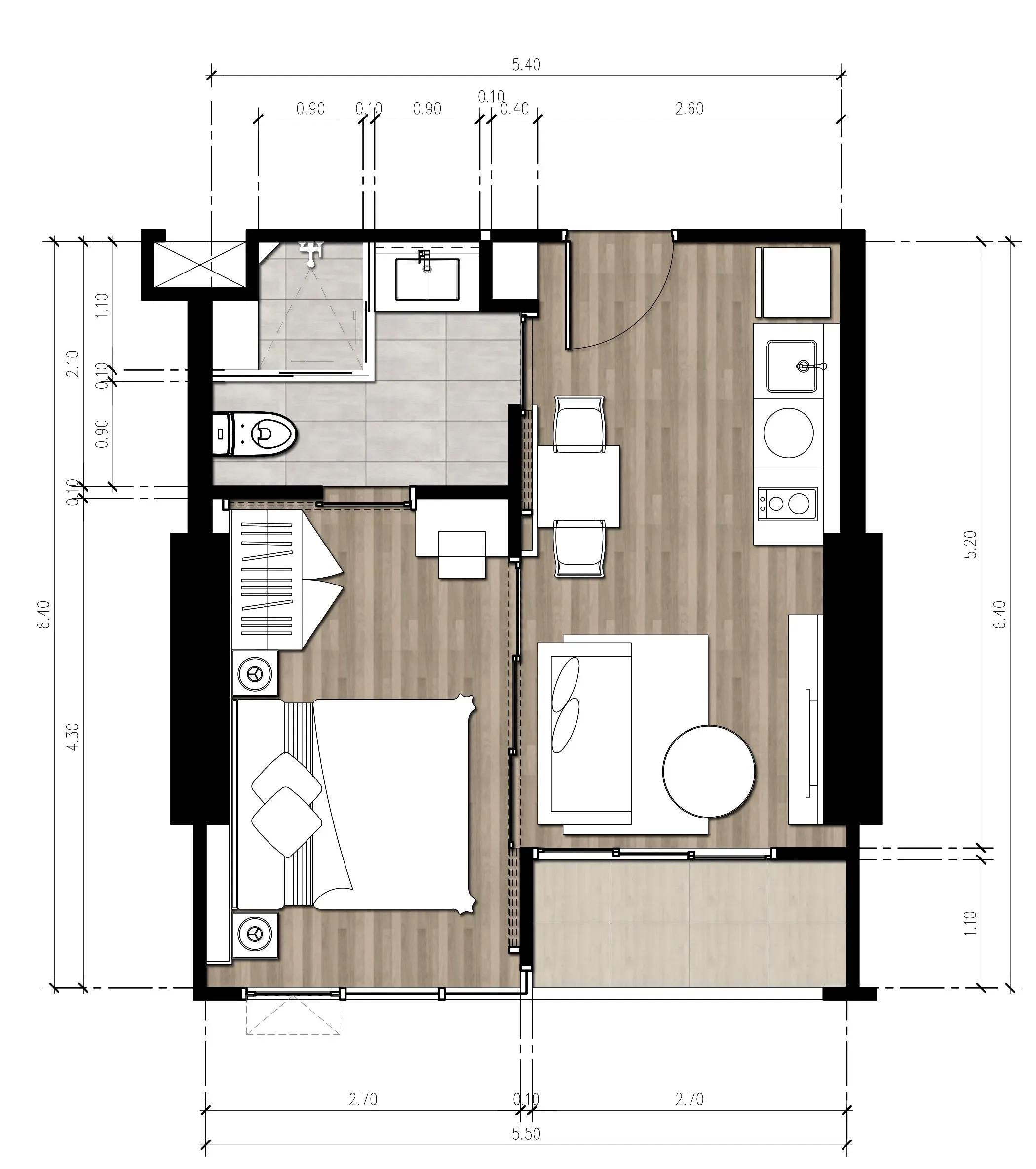 One Bedroom (38 m²)