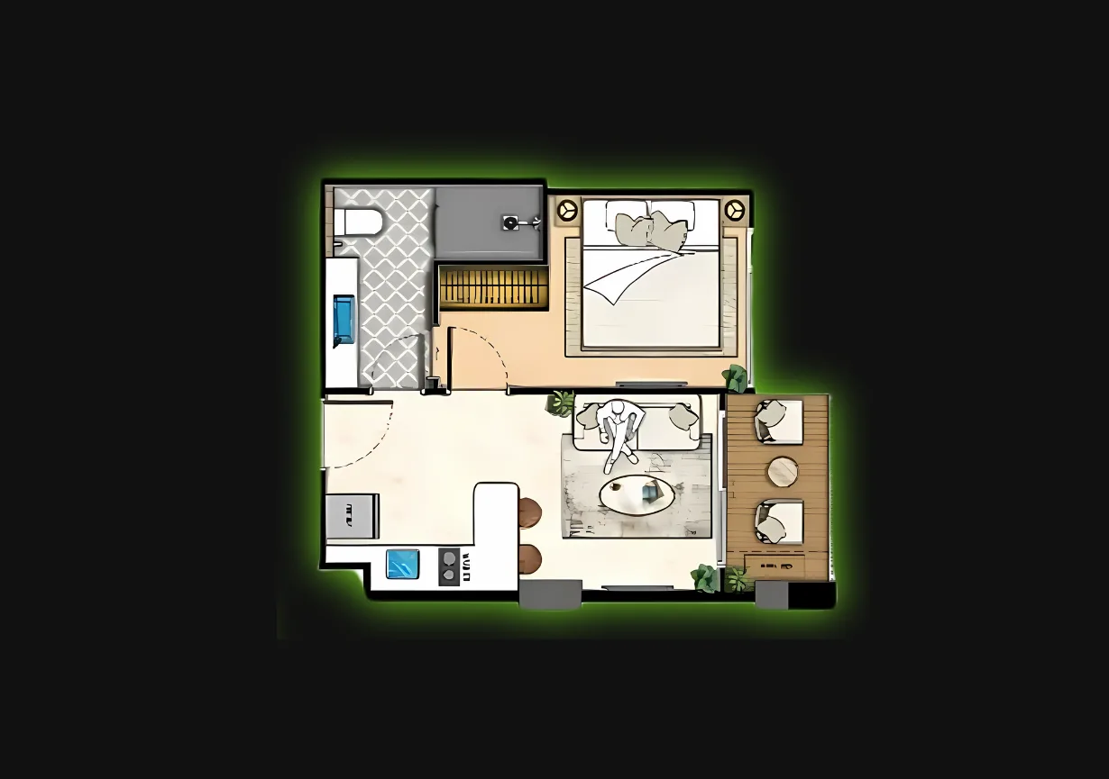 1 Bedroom (34 m²)