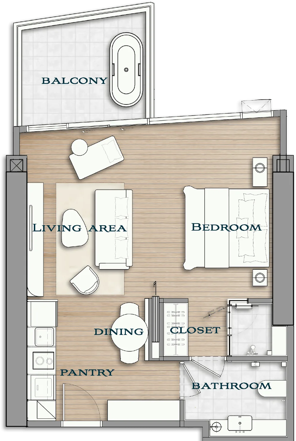 One Bedroom (54 m²)