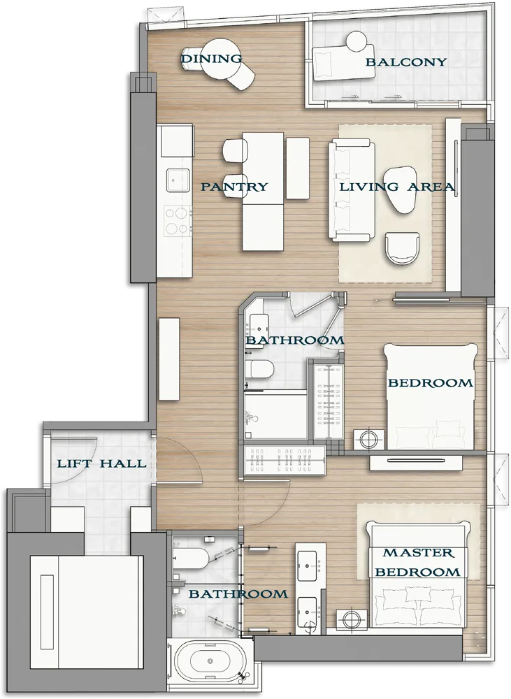 Two Bedroom (82 m²)