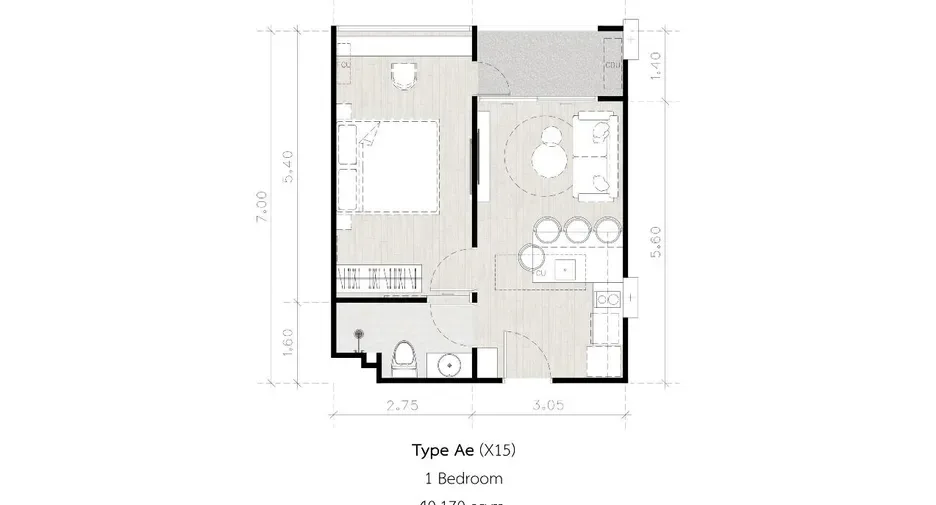 One Bedroom (40 m²)