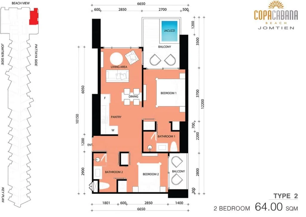 Two Bedroom (65 m²)